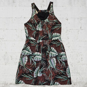 Madewell Black Tropical Scoop Neck Racerback Wide Strap Silk Mini Dress Size 4